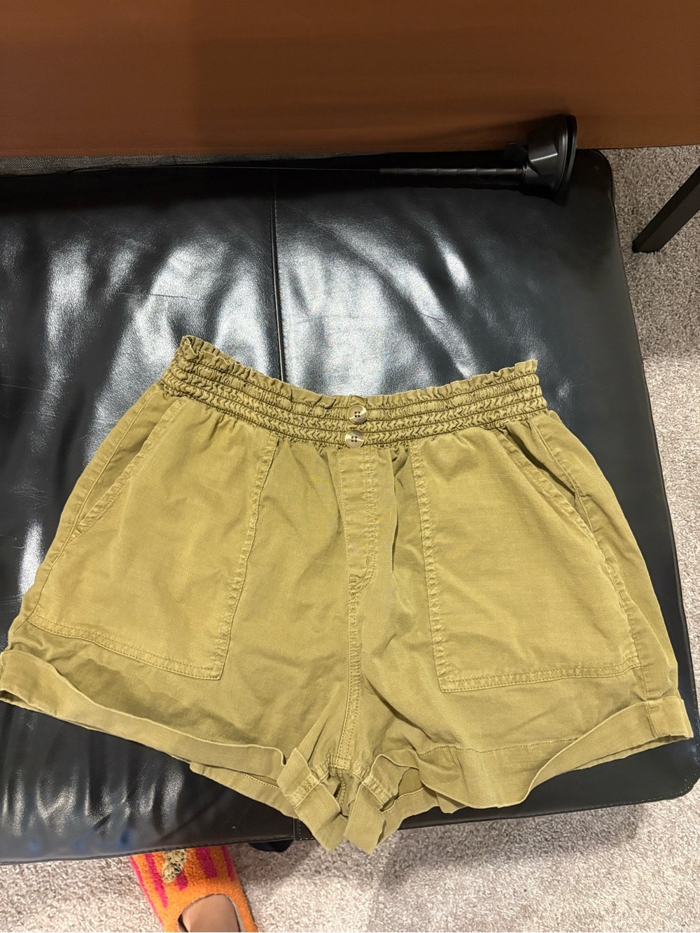 Women’s Olive Green Elastic Waist Casual Shorts